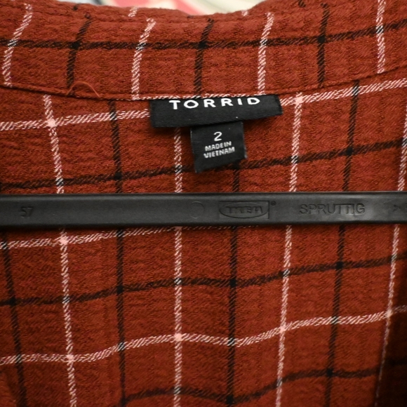 Torrid plaid flounce button up dress - Picture 3 of 5